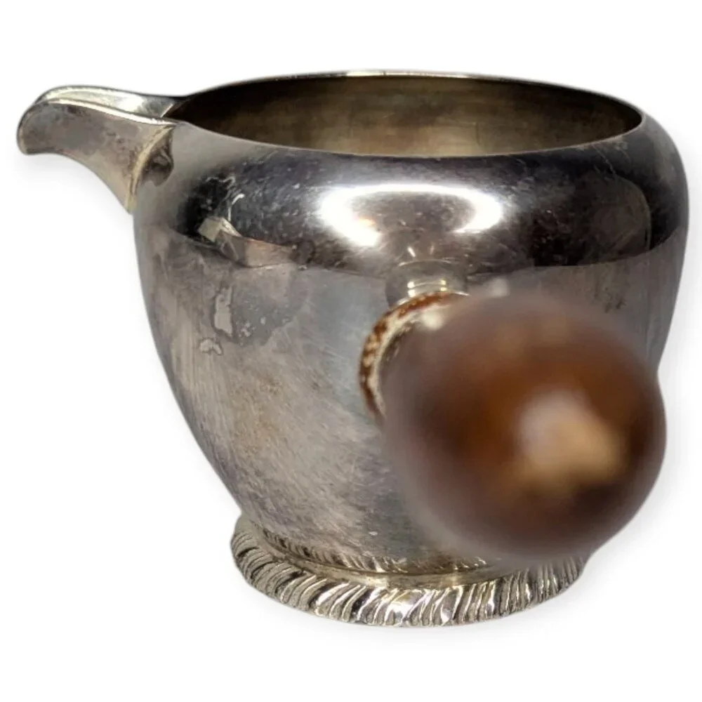 Vintage S.F. Co Silver Plate 2422 Brandy Warmer w/Wooden Handle 10